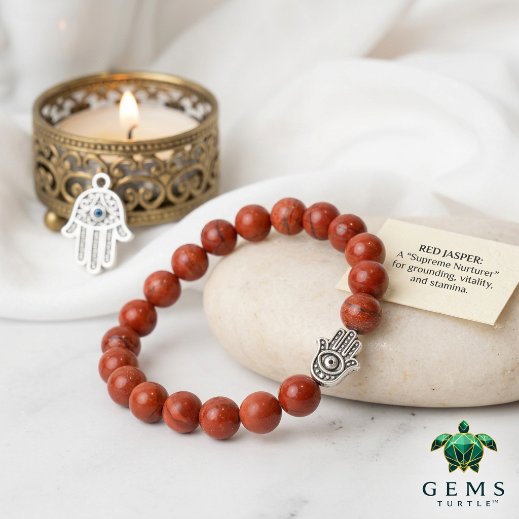 Red Jasper Natural Stone Bracelet for Strength & Stability