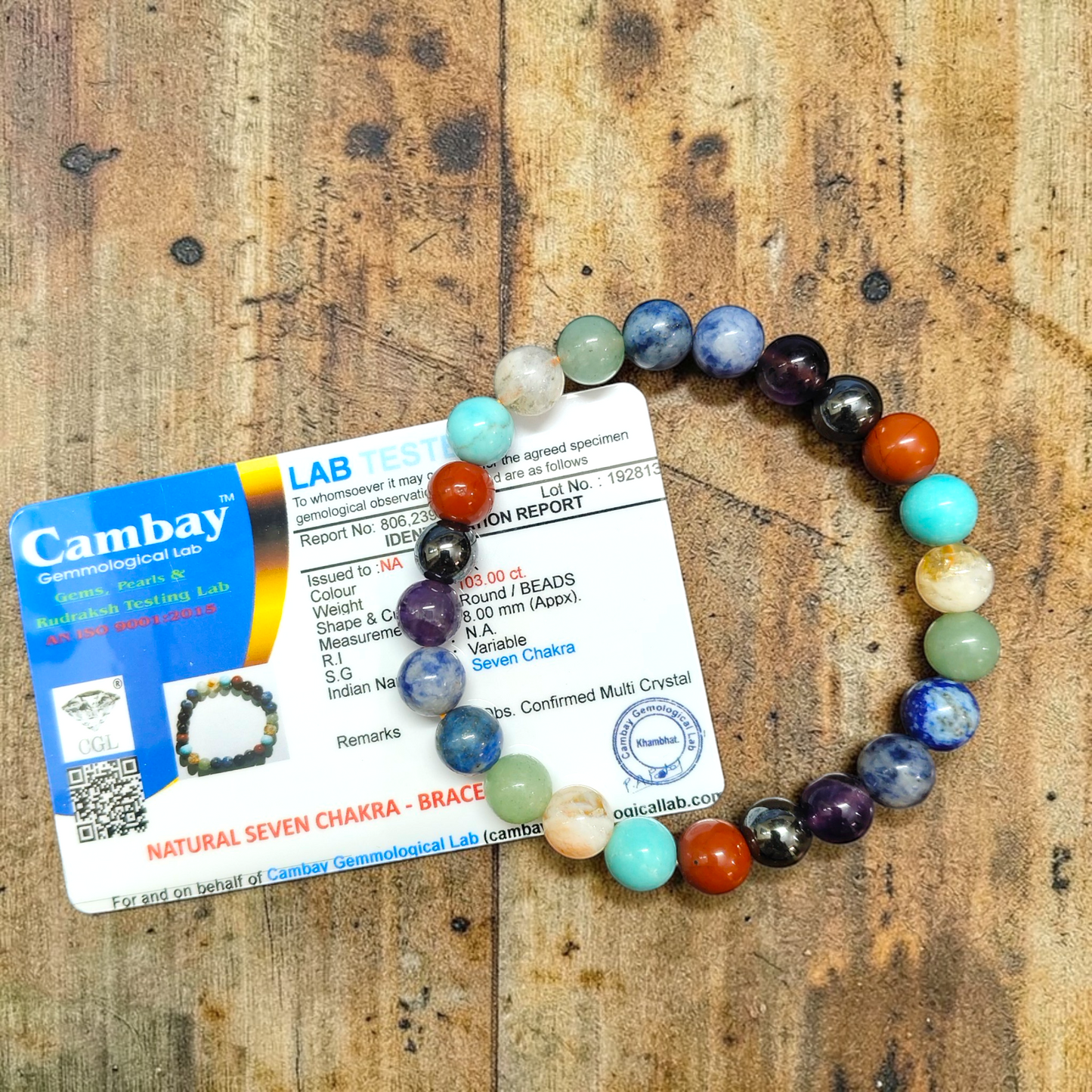Certified Seven Chakra Bracelet By Gems Turtle
