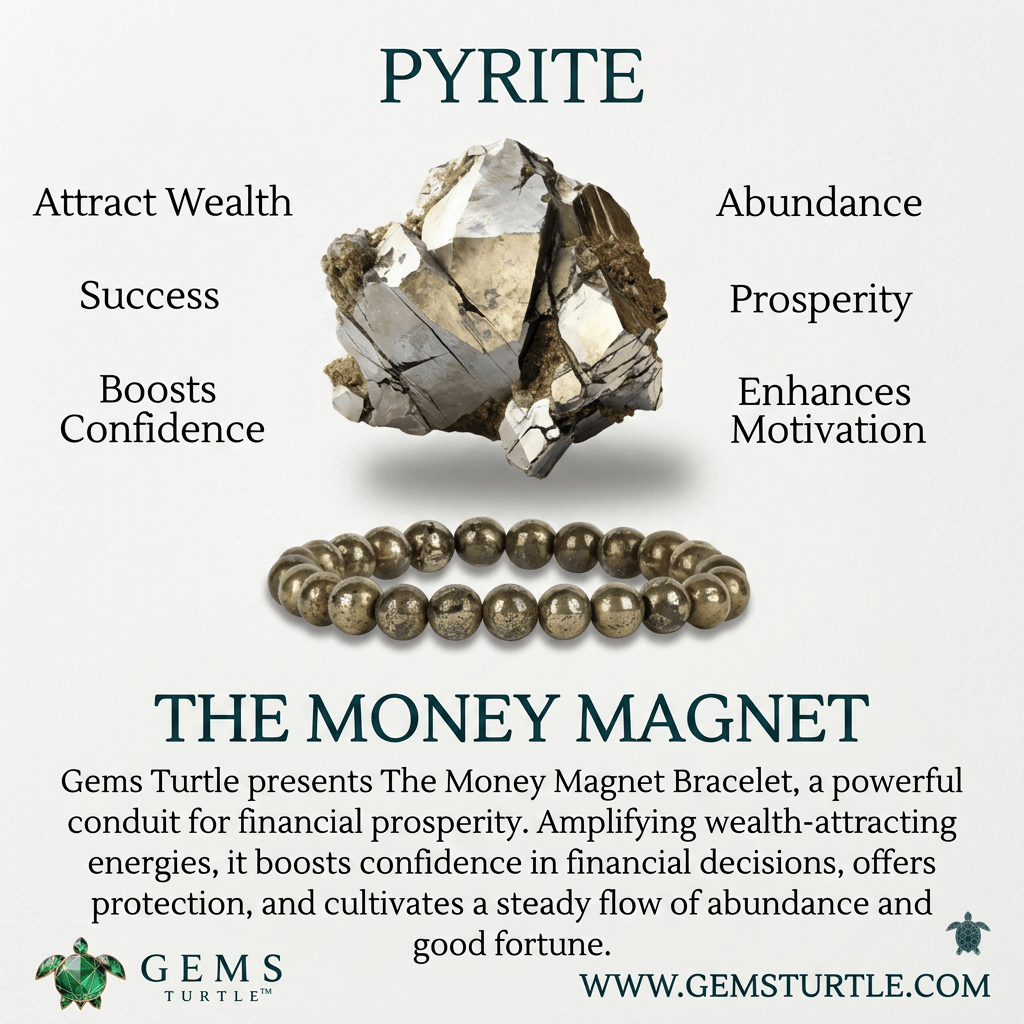 Raw Pyrite Lab Certified Bracelet for Wealth, Protection & Prosperity – Gems Turtle (image 2)