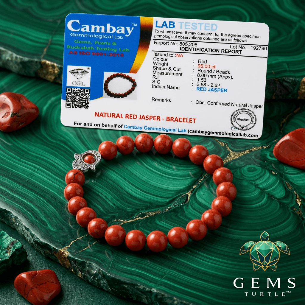 Certified Red Jasper Natural Stone Bracelet