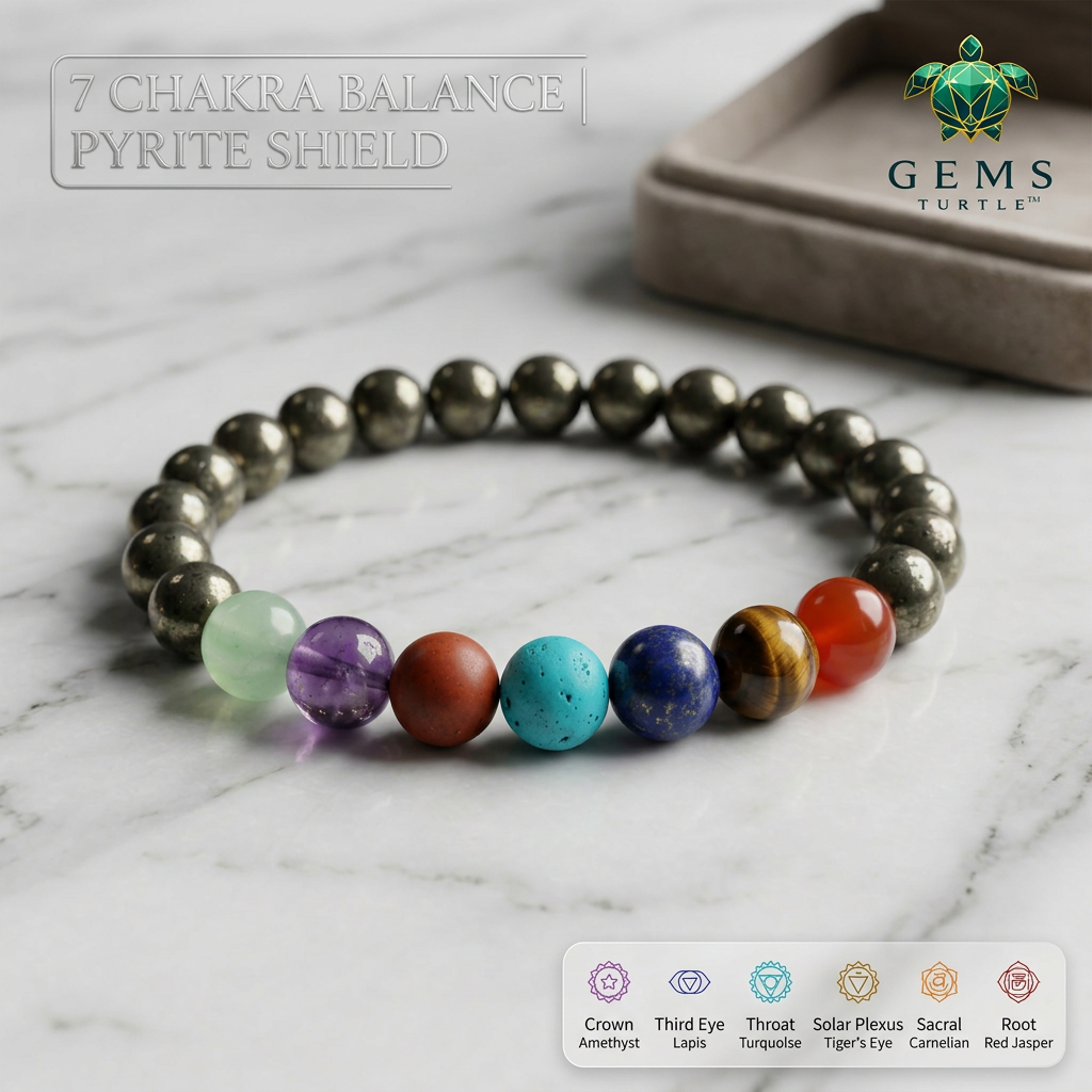 Seven Chakra Pyrite Bracelet