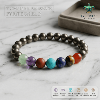 Seven Chakra Pyrite Bracelet