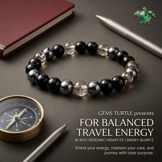 Black Shield Lab Certified Bracelet – Smoky Quartz, Black Obsidian & Hematite for Negativity, Evil Eye Protection & Inner Courage – Gems Turtle