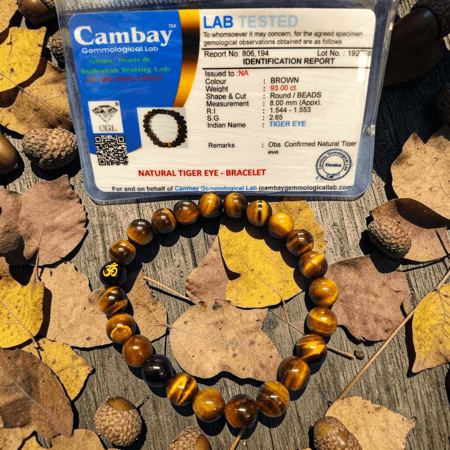 Tiger eye certified bracelet