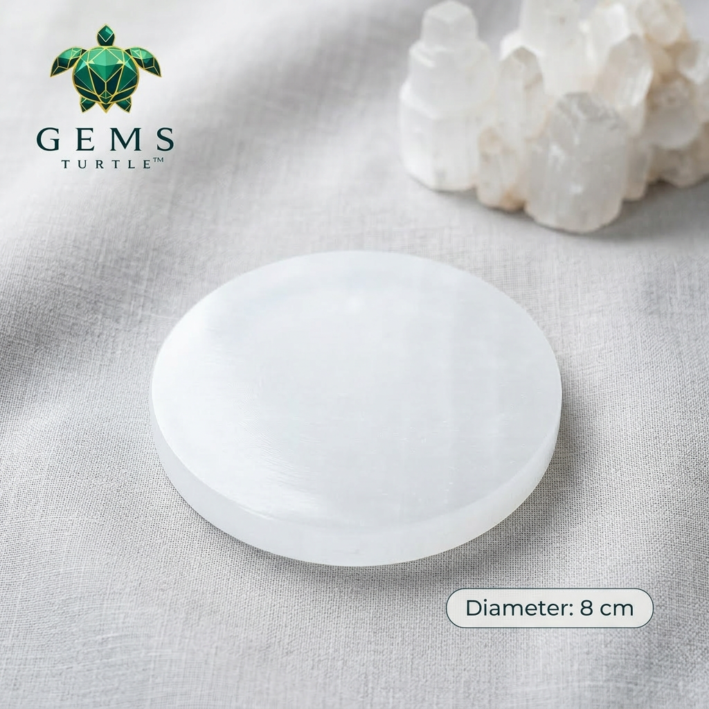 Seven Chakra Selenite Charging Plate for Crystal Cleansing & Energy Healing