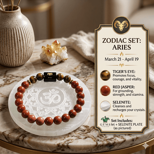 Aries (मेष राशि) Zodiac Tiger’s Eye & Red Jasper Bracelet with Lab Certification – Gems Turtle