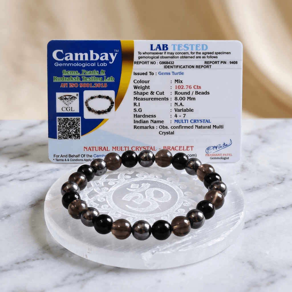 Black Shield Lab Certified Bracelet – Smoky Quartz, Black Obsidian & Hematite for Negativity, Evil Eye Protection & Inner Courage – Gems Turtle (image 2)