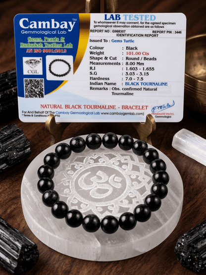 Lab Certified Black Tourmaline Bracelet for Grounding, Protection & Positive Energy – Gems Turtle (image 2)