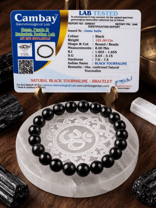 Lab Certified Black Tourmaline Bracelet for Grounding, Protection & Positive Energy – Gems Turtle (image 2)
