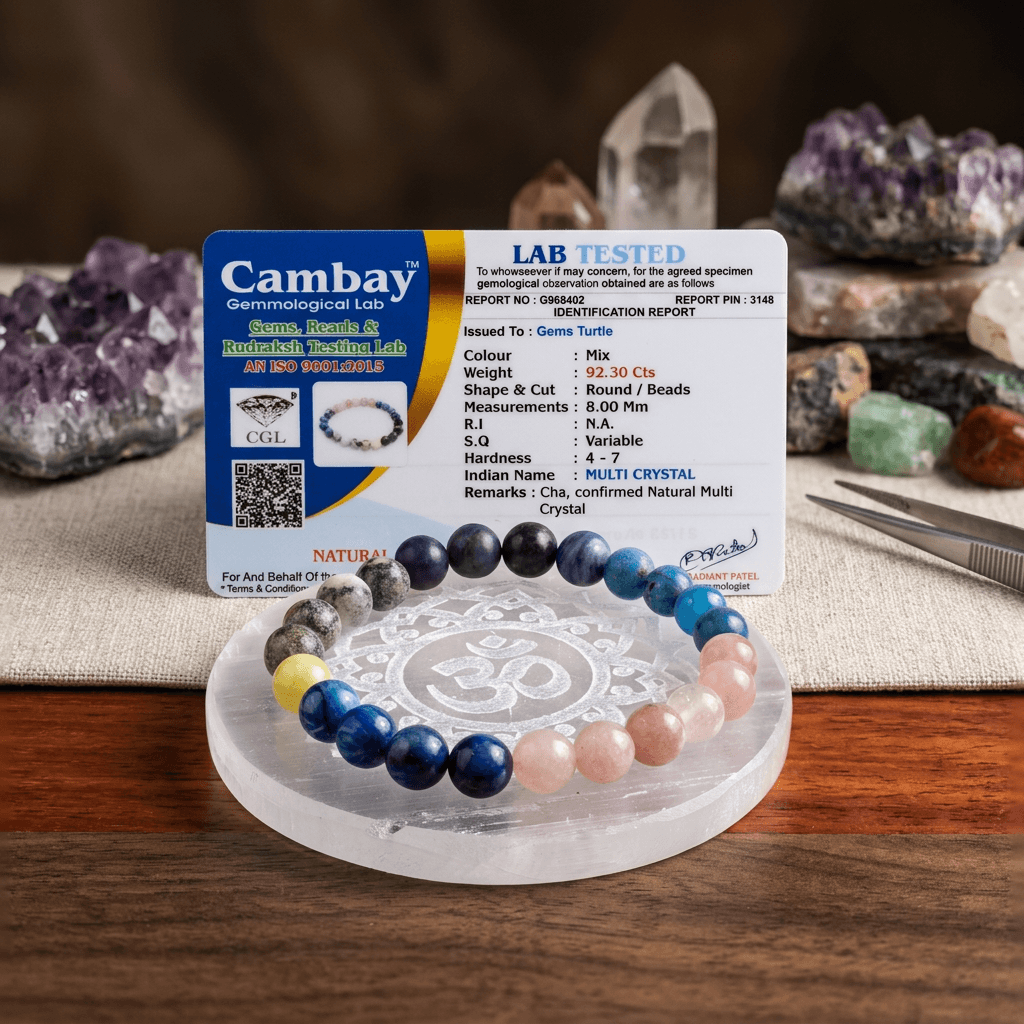 Lab Certified Wellness & Healthy Lifestyle Bracelet – Apatite, Sodalite, Sunstone, Kyanite & Serpentine – Gems Turtle (image 4)