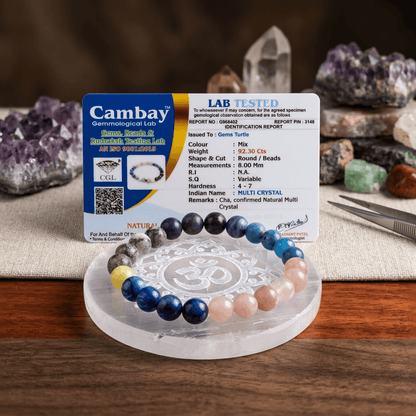 Lab Certified Wellness & Healthy Lifestyle Bracelet – Apatite, Sodalite, Sunstone, Kyanite & Serpentine – Gems Turtle (image 4)