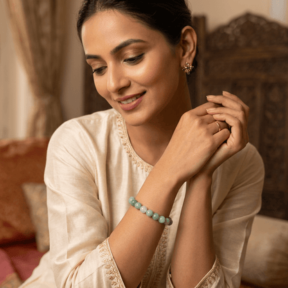 Lab Certified Amazonite Bracelet for Men & Women | Natural Crystal for Calmness, Confidence & Positive Energy – Gems Turtle (image 3)