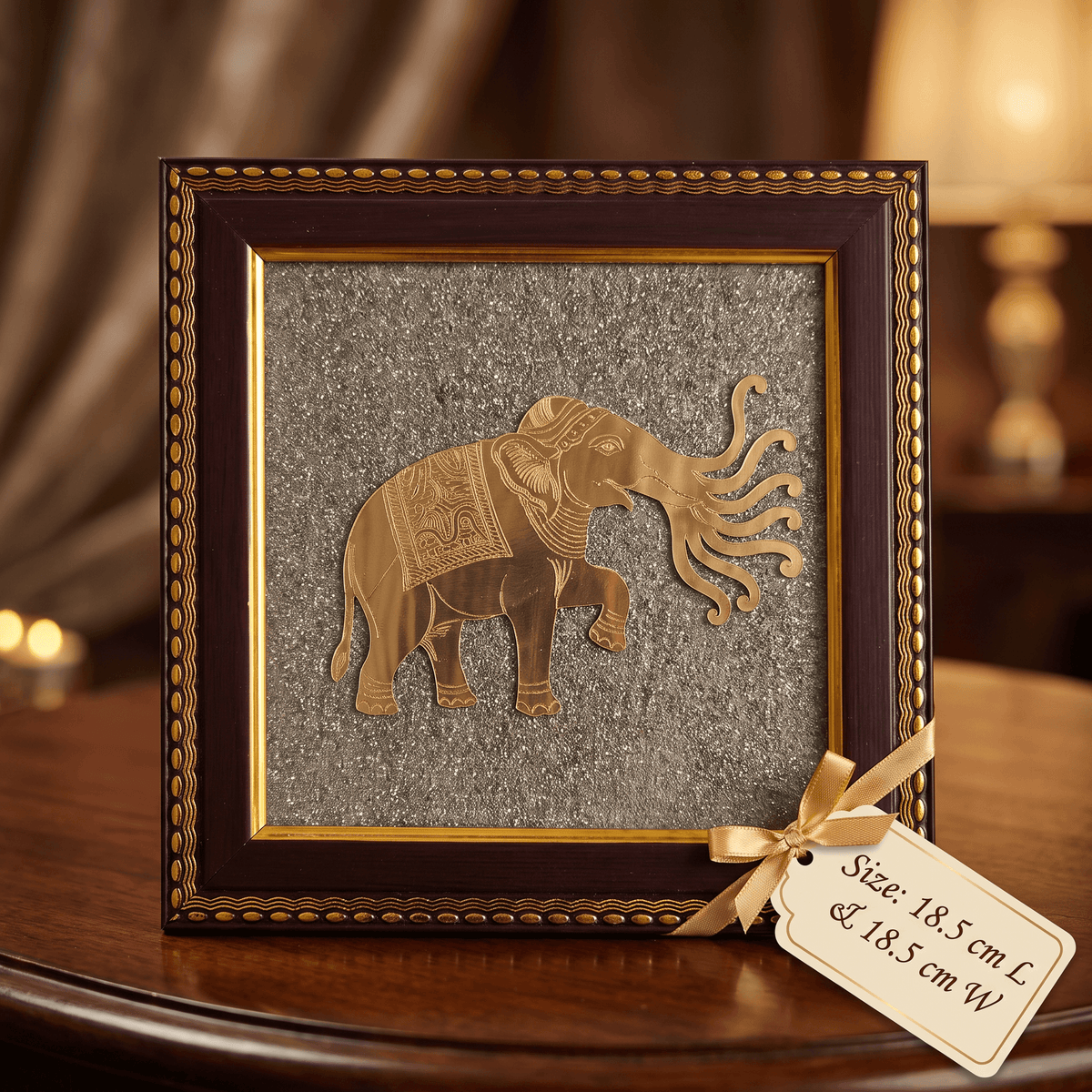 Airavat Elephant Pyrite Frame - Celestial Elephant Vastu Decor for Prosperity, Strength & Good Fortune – Gems Turtle (image 3)