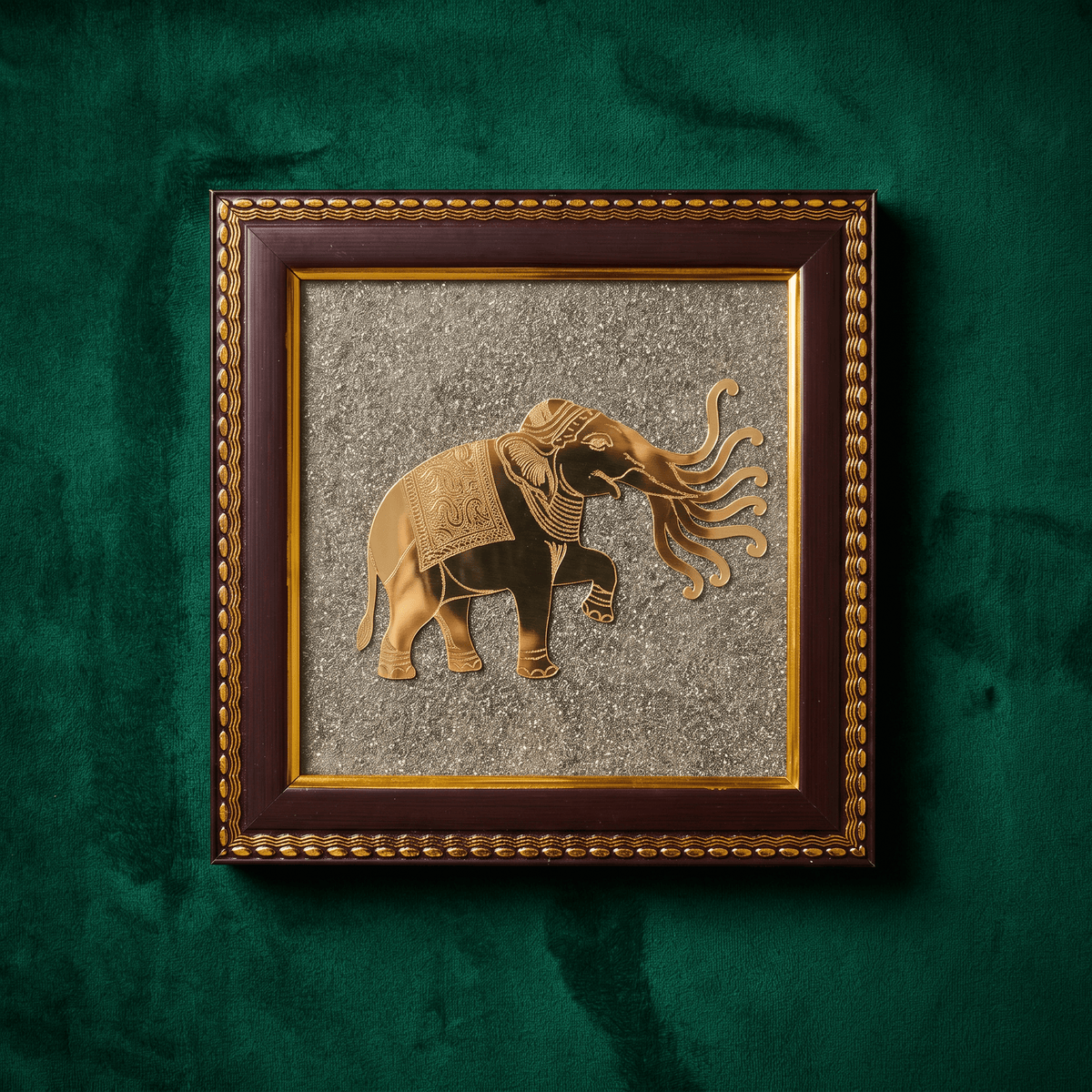Airavat Elephant Pyrite Frame - Celestial Elephant Vastu Decor for Prosperity, Strength & Good Fortune – Gems Turtle