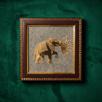 Airavat Elephant Pyrite Frame - Celestial Elephant Vastu Decor for Prosperity, Strength & Good Fortune – Gems Turtle