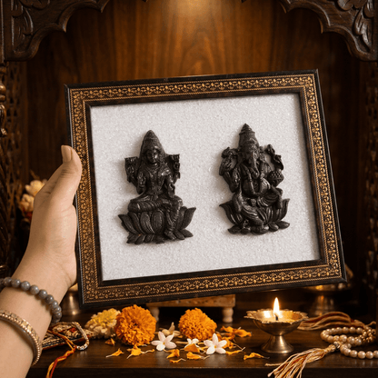 Pyrite & Selenite Lakshmi Ganesh Frame for Prosperity, Positivity & Peace – Gems Turtle (image 3)
