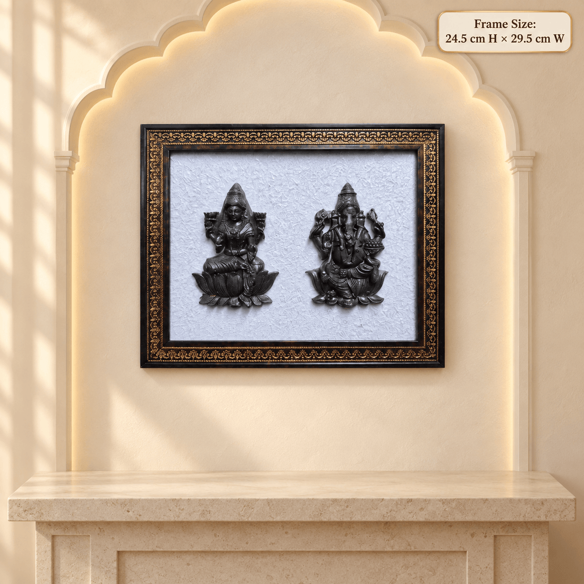 Pyrite & Selenite Lakshmi Ganesh Frame for Prosperity, Positivity & Peace – Gems Turtle (image 4)
