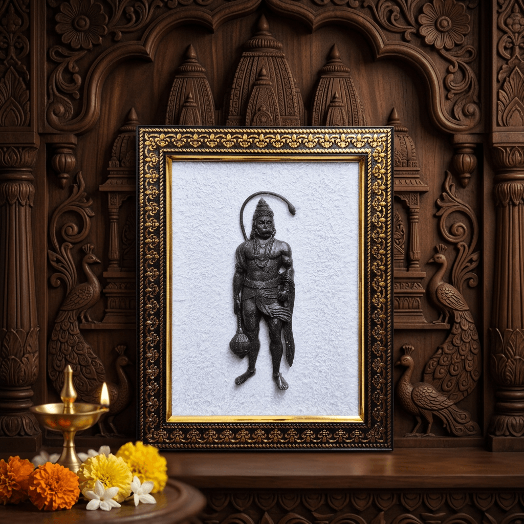 Hanuman Ji Pyrite & Selenite Frame for Success, Prosperity & Protection from Evil Eye – Gems Turtle (image 4)