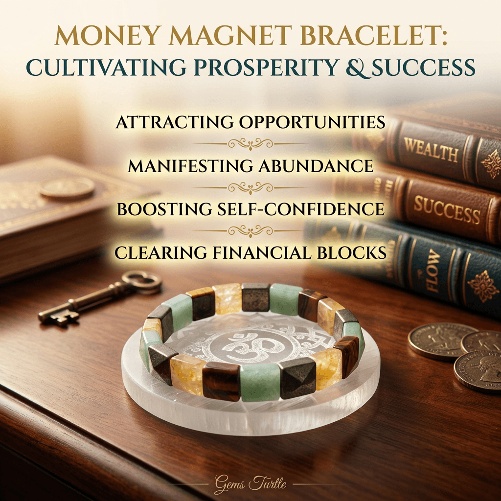 Lab Certified Money Magnet Crystal Bracelet - Natural Pyrite, Green Aventurine, Tiger Eye & Citrine – Gems Turtle (image 4)