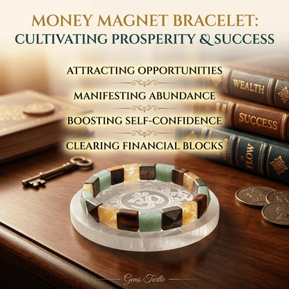 Lab Certified Money Magnet Crystal Bracelet - Natural Pyrite, Green Aventurine, Tiger Eye & Citrine – Gems Turtle (image 4)