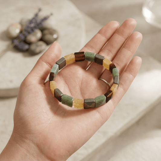 Lab Certified Money Magnet Crystal Bracelet - Natural Pyrite, Green Aventurine, Tiger Eye & Citrine – Gems Turtle (image 2)