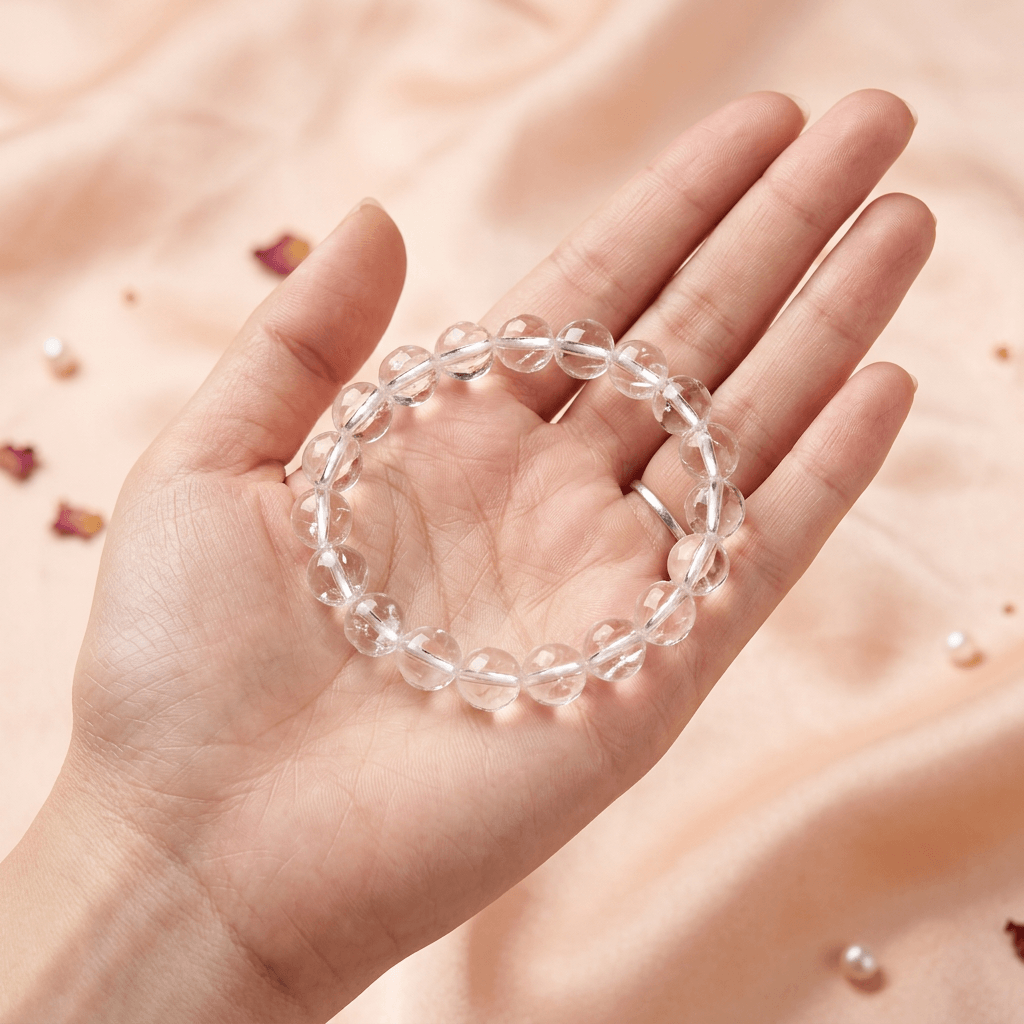 Lab Certified Clear Quartz Bracelet for Men & Women - Natural Crystal Beads for Clarity, Focus & Positive Energy – Gems Turtle (image 3)