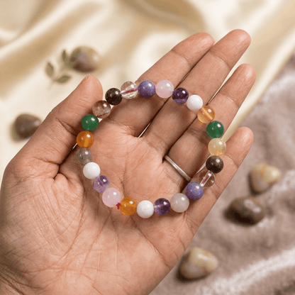 Lab Certified Bracelet of Opportunity - Natural Amethyst, Moonstone, Carnelian, Labradorite, Aventurine, Citrine, Rhodonite, Clear Quartz, Lepidolite & Rose Quartz – Gems Turtle (image 4)