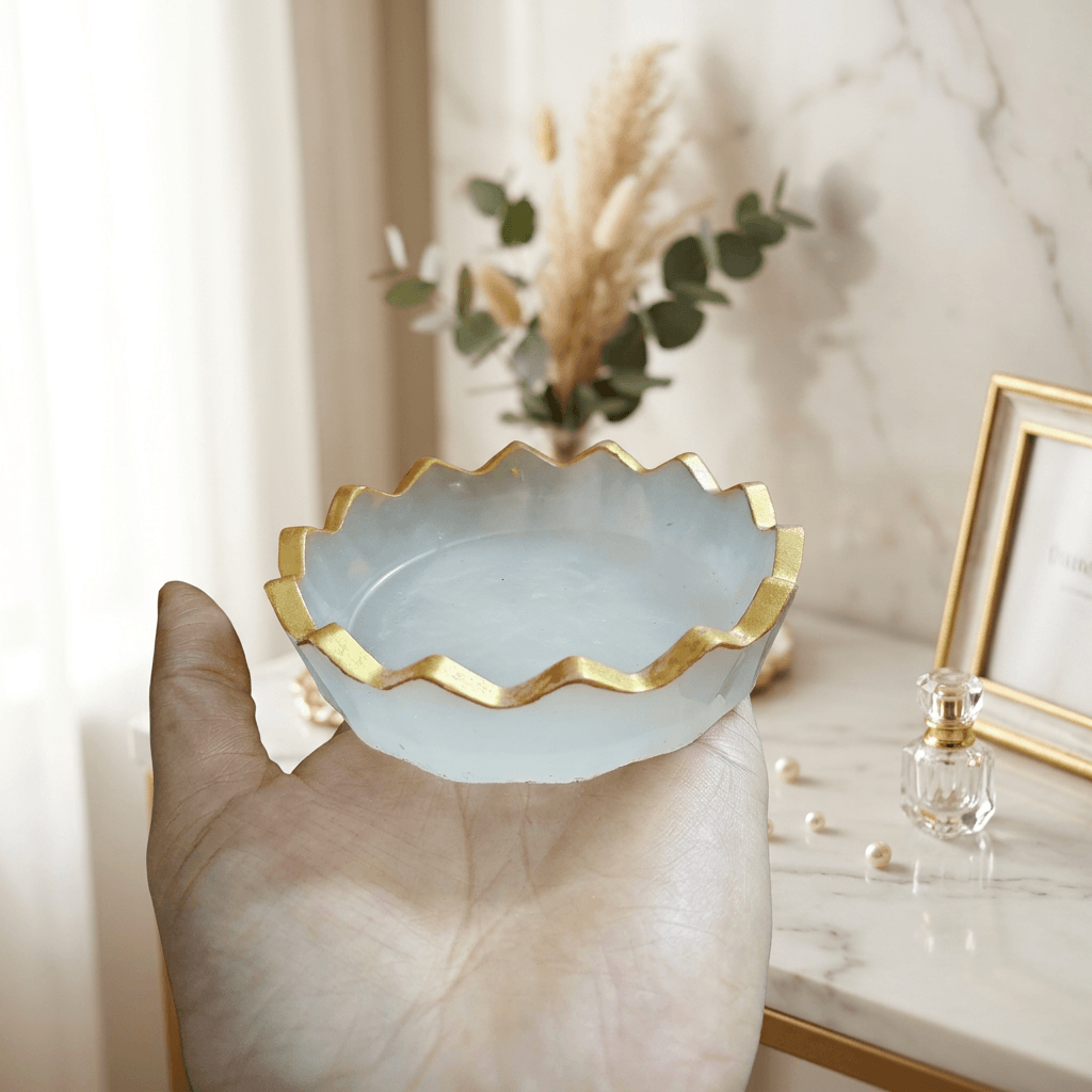 Selenite Crystal Charging Bowl with Gold Rim – Gems Turtle (image 4)
