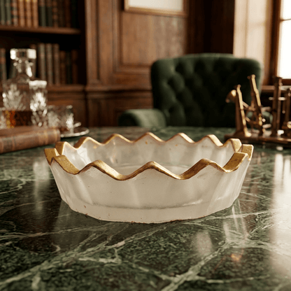 Selenite Crystal Charging Bowl with Gold Rim – Gems Turtle (image 3)